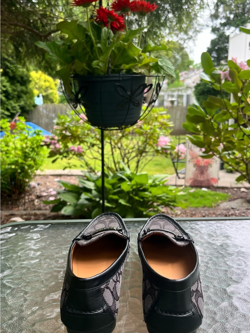 Coach Olive Signature Loafers Black Canvas Driving Flats - Picture 4 of 9